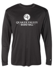 Load image into Gallery viewer, QUAKER VALLEY BASKETBALL -  YOUTH &amp; ADULT PERFORMANCE SOFTLOCK LONG SLEEVE T-SHIRT - GRAPHITE OR BLACK
