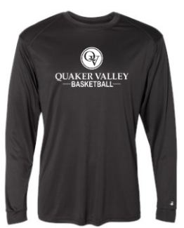 QUAKER VALLEY BASKETBALL -  YOUTH & ADULT PERFORMANCE SOFTLOCK LONG SLEEVE T-SHIRT - GRAPHITE OR BLACK