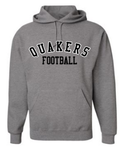 QUAKER VALLEY FOOTBALL YOUTH & ADULT HOODED SWEATSHIRT - BLACK OR OXFORD GRAY