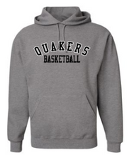 Load image into Gallery viewer, QUAKER VALLEY BASKETBALL YOUTH &amp; ADULT HOODED SWEATSHIRT - BLACK OR OXFORD GRAY