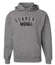 Load image into Gallery viewer, QUAKER VALLEY BASEBALL YOUTH &amp; ADULT HOODED SWEATSHIRT - BLACK OR OXFORD GRAY