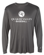 Load image into Gallery viewer, QUAKER VALLEY BASEBALL -  YOUTH &amp; ADULT PERFORMANCE SOFTLOCK LONG SLEEVE T-SHIRT - GRAPHITE OR BLACK