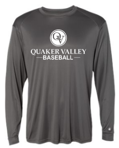 QUAKER VALLEY BASEBALL -  YOUTH & ADULT PERFORMANCE SOFTLOCK LONG SLEEVE T-SHIRT - GRAPHITE OR BLACK