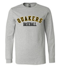 Load image into Gallery viewer, QUAKER VALLEY BASEBALL YOUTH &amp; ADULT LONG SLEEVE TEE - BLACK OR ATHLETIC GREY