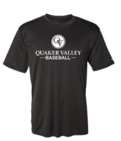 QUAKER VALLEY BASEBALL YOUTH & ADULT PERFORMANCE SOFTLOCK SHORT SLEEVE TEE - BLACK OR GRAPHITE
