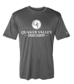 QUAKER VALLEY CROSS COUNTRY YOUTH & ADULT PERFORMANCE SOFTLOCK SHORT SLEEVE TEE - BLACK OR GRAPHITE