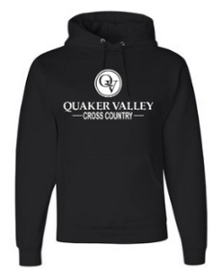 QUAKER VALLEY CROSS COUNTRY YOUTH & ADULT HOODED SWEATSHIRT - BLACK OR OXFORD GRAY