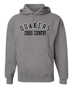 QUAKER VALLEY CROSS COUNTRY YOUTH & ADULT HOODED SWEATSHIRT - BLACK OR OXFORD GRAY