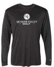 Load image into Gallery viewer, QUAKER VALLEY GOLF -  YOUTH &amp; ADULT PERFORMANCE SOFTLOCK LONG SLEEVE T-SHIRT - GRAPHITE OR BLACK
