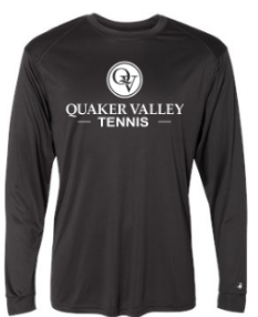 QUAKER VALLEY TENNIS -  YOUTH & ADULT PERFORMANCE SOFTLOCK LONG SLEEVE T-SHIRT - GRAPHITE OR BLACK