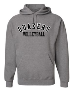 QUAKER VALLEY VOLLEYBALL YOUTH & ADULT HOODED SWEATSHIRT - BLACK OR OXFORD GRAY