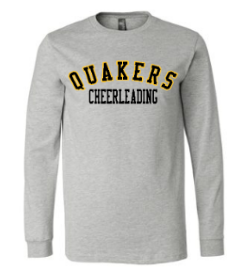 QUAKER VALLEY CHEER YOUTH & ADULT LONG SLEEVE TEE