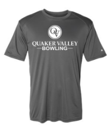 QUAKER VALLEY BOWLING YOUTH & ADULT PERFORMANCE SOFTLOCK SHORT SLEEVE TEE - BLACK OR GRAPHITE
