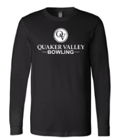 QUAKER VALLEY BOWLING YOUTH & ADULT LONG SLEEVE TEE - BLACK OR ATHLETIC GREY