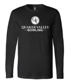 QUAKER VALLEY BOWLING-  YOUTH & ADULT PERFORMANCE SOFTLOCK LONG SLEEVE T-SHIRT - GRAPHITE OR BLACK