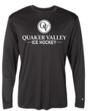 Load image into Gallery viewer, QUAKER VALLEY ICE HOCKEY-  YOUTH &amp; ADULT PERFORMANCE SOFTLOCK LONG SLEEVE T-SHIRT - GRAPHITE OR BLACK