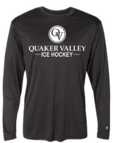 QUAKER VALLEY ICE HOCKEY-  YOUTH & ADULT PERFORMANCE SOFTLOCK LONG SLEEVE T-SHIRT - GRAPHITE OR BLACK