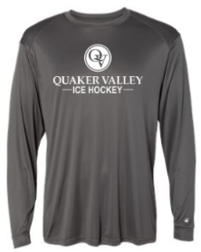 QUAKER VALLEY ICE HOCKEY-  YOUTH & ADULT PERFORMANCE SOFTLOCK LONG SLEEVE T-SHIRT - GRAPHITE OR BLACK