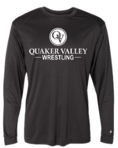 QUAKER VALLEY WRESTLING-  YOUTH & ADULT PERFORMANCE SOFTLOCK LONG SLEEVE T-SHIRT - GRAPHITE OR BLACK