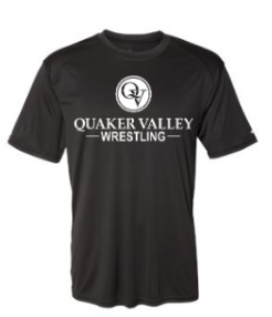 QUAKER VALLEY WRESTLING YOUTH & ADULT PERFORMANCE SOFTLOCK SHORT SLEEVE TEE - BLACK OR GRAPHITE