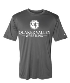 QUAKER VALLEY WRESTLING YOUTH & ADULT PERFORMANCE SOFTLOCK SHORT SLEEVE TEE - BLACK OR GRAPHITE