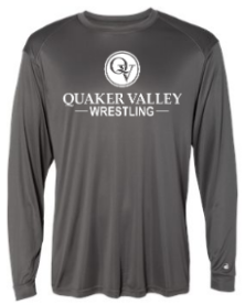 QUAKER VALLEY WRESTLING-  YOUTH & ADULT PERFORMANCE SOFTLOCK LONG SLEEVE T-SHIRT - GRAPHITE OR BLACK
