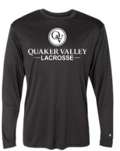 Load image into Gallery viewer, QUAKER VALLEY LACROSSE-  YOUTH &amp; ADULT PERFORMANCE SOFTLOCK LONG SLEEVE T-SHIRT - GRAPHITE OR BLACK