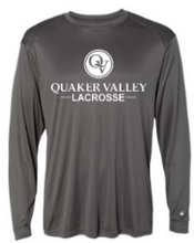Load image into Gallery viewer, QUAKER VALLEY LACROSSE-  YOUTH &amp; ADULT PERFORMANCE SOFTLOCK LONG SLEEVE T-SHIRT - GRAPHITE OR BLACK
