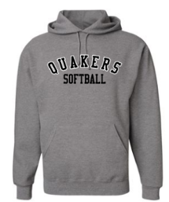 QUAKER VALLEY SOFTBALL YOUTH & ADULT HOODED SWEATSHIRT - BLACK OR OXFORD GRAY