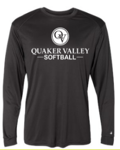 QUAKER VALLEY SOFTBALL-  YOUTH & ADULT PERFORMANCE SOFTLOCK LONG SLEEVE T-SHIRT - GRAPHITE OR BLACK