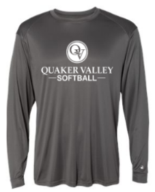 QUAKER VALLEY SOFTBALL-  YOUTH & ADULT PERFORMANCE SOFTLOCK LONG SLEEVE T-SHIRT - GRAPHITE OR BLACK