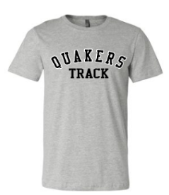 QUAKER VALLEY TRACK TODDLER, YOUTH & ADULT SHORT SLEEVE T-SHIRT - BLACK OR ATHLETIC GRAY