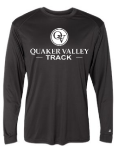 QUAKER VALLEY TRACK-  YOUTH & ADULT PERFORMANCE SOFTLOCK LONG SLEEVE T-SHIRT - GRAPHITE OR BLACK