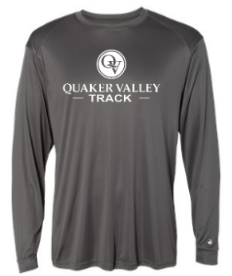 QUAKER VALLEY TRACK-  YOUTH & ADULT PERFORMANCE SOFTLOCK LONG SLEEVE T-SHIRT - GRAPHITE OR BLACK