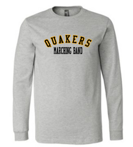 QUAKER VALLEY MARCHING BAND YOUTH & ADULT LONG SLEEVE TEE - BLACK OR ATHLETIC GREY