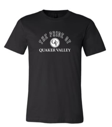 QUAKER VALLEY MARCHING BAND TODDLER, YOUTH & ADULT SHORT SLEEVE T-SHIRT - BLACK OR ATHLETIC GRAY