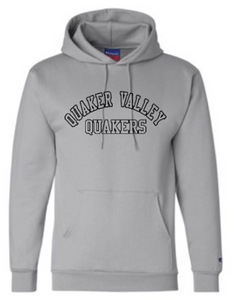 QUAKER VALLEY CHAMPION BRAND YOUTH & ADULT HOODED SWEATSHIRT - BLACK OR GRAY