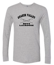 Load image into Gallery viewer, QUAKER VALLEY BOYS LACROSSE YOUTH &amp; ADULT LONG SLEEVE TEE - CROSS STICK OR TEXT DESIGN