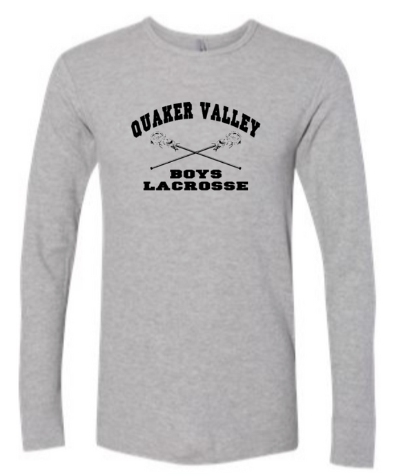 QUAKER VALLEY BOYS LACROSSE YOUTH & ADULT LONG SLEEVE TEE - CROSS STICK OR TEXT DESIGN