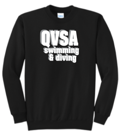 *NEW* QVSA SWIMMING AND DIVING ADULT CREWNECK SWEATSHIRT - BLACK