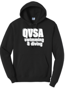 *NEW* QVSA SWIMMING AND DIVING YOUTH & ADULT HOODED SWEATSHIRT - JET BLACK