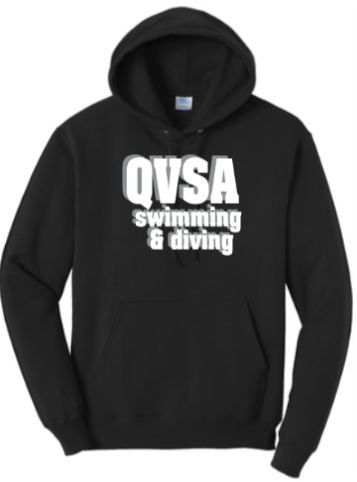 *NEW* QVSA SWIMMING AND DIVING YOUTH & ADULT HOODED SWEATSHIRT - JET BLACK