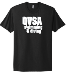*NEW* QVSA SWIMMING AND DIVING COTTON JERSEY ADULT SHORT SLEEVE TEE -  BLACK