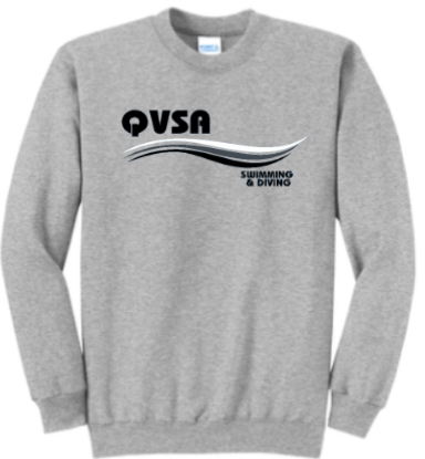 *NEW* QVSA SWIMMING AND DIVING ADULT CREWNECK SWEATSHIRT - ATHLETIC HEATHER