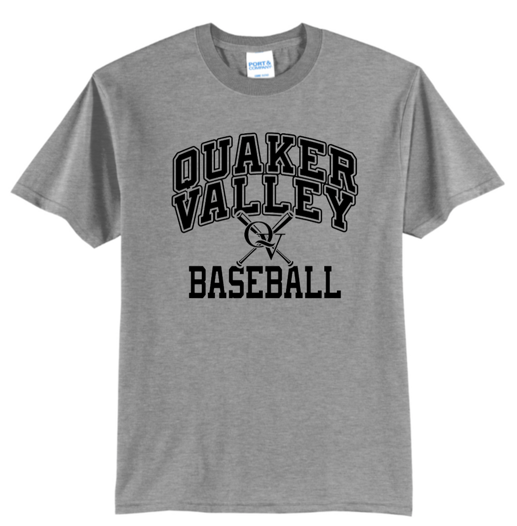 2023 FUNDRAISER - QUAKER VALLEY BASEBALL CORE COTTON JERSEY YOUTH & ADULT SHORT SLEEVE TEE