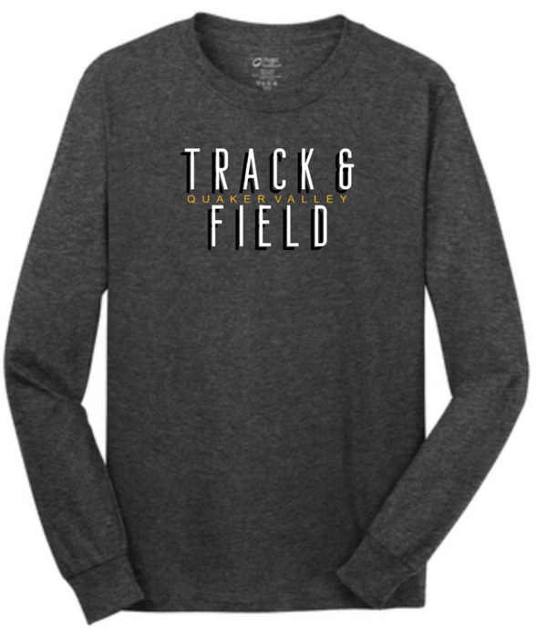 2023 FUNDRAISER - QUAKER VALLEY TRACK & FIELD LONG SLEEVE TEE - DARK HEATHER GREY