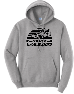 *FUNDRAISER* QUAKER VALLEY HIGH SCHOOL CROSS COUNTRY ADULT HOODED SWEATSHIRT - ATHLETIC HEATHER